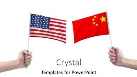  Presentation with china flag - Theme consisting of hand-holding-american-flag background and a white colored foreground