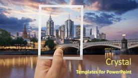  Presentation with australia melbourne - Presentation theme having hand-holding-an-instant-photo background and a tawny brown colored foreground