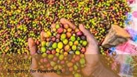  Presentation with coffee - Presentation theme featuring hand-holding-and-showing-coffee background and a gold colored foreground