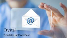  Presentation with transparent screen - Audience pleasing PPT theme consisting of hand holding and showing transparent backdrop and a light blue colored foreground