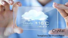  Presentation with transparent screen - Presentation design having hand holding and showing transparent background and a light blue colored foreground