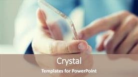  Presentation with technology - Slide deck consisting of hand holding and showing transparent background and a coral colored foreground