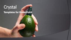  Presentation with cosmetics cream - PPT theme consisting of hand holding avocado with cream background and a gray colored foreground