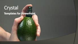  Presentation with cosmetics cream - Presentation theme with hand holding avocado with cream background and a dark gray colored foreground