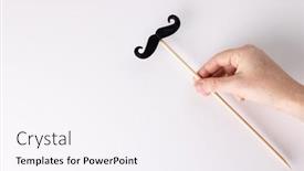  Presentation with black father - Presentation having hand-holding-black-false-moustache background and a sky blue colored foreground