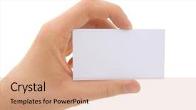  Presentation with paths - Cool new theme with hand holding blank business card with clipping paths backdrop and a coral colored foreground