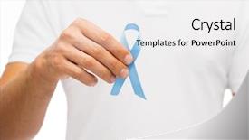  Presentation with cancer care - Colorful PPT layouts enhanced with hand holding blue prostate cancer backdrop and a white colored foreground