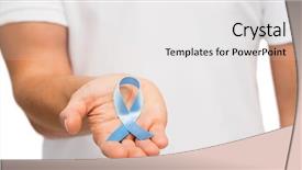  Presentation with cancer care - Slides with hand holding blue prostate cancer background and a white colored foreground
