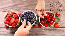  Presentation with blueberry - Slides enhanced with hand-holding-blueberry-and-cherry background and a coral colored foreground