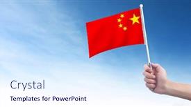  Presentation with china flag - Slide deck consisting of hand-holding-chinese-flag-china background and a sky blue colored foreground