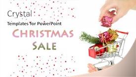  Presentation with shopping trolley - Presentation consisting of hand holding christmas gifts in shopping trolley isolated on white background and a pink colored foreground