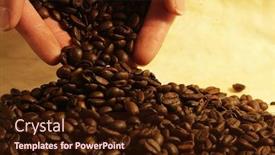  Presentation with coffee beans - Presentation theme enhanced with hand-holding-coffee-beans background and a wine colored foreground