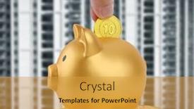  Presentation with real estate investment - Presentation theme featuring hand-holding-coin-in-pig background and a gold colored foreground