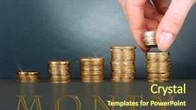  Presentation with grey - Amazing PPT theme having hand holding coins on grey backdrop and a tawny brown colored foreground