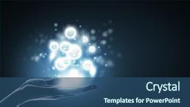  Presentation with hand holding puzzle piece - Beautiful presentation featuring hand holding collection of media backdrop and a  colored foreground