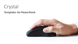  Presentation with computer network - Theme enhanced with hand-holding-computer-mouse-internet background and a white colored foreground