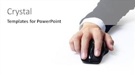  Presentation with computer network - Presentation with hand-holding-computer-mouse-internet background and a white colored foreground