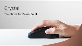  Presentation with computer network - Theme with hand-holding-computer-mouse-internet background and a light gray colored foreground