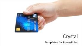  Presentation with credit card - Amazing theme having hand-holding-credit-card-isolated and a  colored foreground