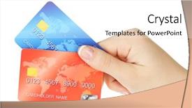  Presentation with banking - Cool new slides with hand holding credit cards isolated backdrop and a white colored foreground