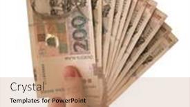  Presentation with money - Cool new slide set with hand-holding-croatian-money-kuna backdrop and a coral colored foreground