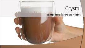  Presentation with hot and cold coffee cup - PPT theme enhanced with hand holding cup of coffee background and a white colored foreground