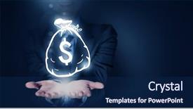  Presentation with dollar sign - Amazing PPT theme having hand holding digital dollar sign backdrop and a navy blue colored foreground