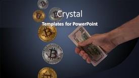  Presentation with money bitcoin - Amazing presentation design having hand-holding-dollar-money backdrop and a tawny brown colored foreground