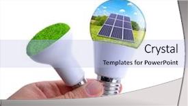  Presentation with resources - Cool new PPT theme with hand holding eco led bulbs backdrop and a light blue colored foreground