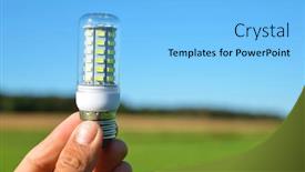  Presentation with free energy - Cool new presentation design with hand-holding-eco-led-light backdrop and a light blue colored foreground