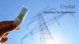  Presentation with energy transmission - Presentation design with hand-holding-eco-led-light background and a light blue colored foreground