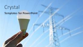  Presentation with energy transmission - Theme enhanced with hand-holding-eco-led-light background and a light blue colored foreground