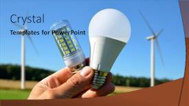  Presentation with light led - Audience pleasing slides consisting of hand-holding-eco-led-light backdrop and a light blue colored foreground