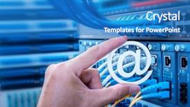  Presentation with data center - Slide deck enhanced with network switch and ethernet cables background and a teal colored foreground