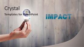  Presentation with environmental - Amazing presentation design having hand holding environmental light bulb against pale grey wooden planks backdrop and a light gray colored foreground