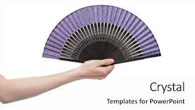  Presentation with hand holding colorful brain sketch - Presentation design with hand holding fan isolated background and a white colored foreground