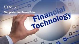  Presentation with fintech financial technology - Beautiful PPT theme featuring hand-holding-financial-technology-fintech backdrop and a ocean colored foreground