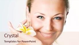  Presentation with hand holding flowers - Audience pleasing PPT layouts consisting of hand holding flowers - spa girl backdrop and a  colored foreground