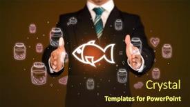  Presentation with related - Presentation theme having hand-holding-food-related-icons background and a wine colored foreground