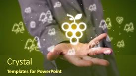  Presentation with related - PPT layouts featuring hand-holding-food-related-icons background and a tawny brown colored foreground