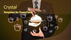  Presentation with related - PPT layouts enhanced with hand-holding-food-related-icons background and a tawny brown colored foreground