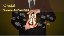  Presentation with related - Presentation theme with hand-holding-food-related-icons background and a tawny brown colored foreground