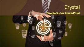  Presentation with related - PPT theme enhanced with hand-holding-food-related-icons background and a tawny brown colored foreground