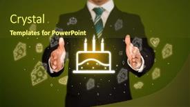  Presentation with related - PPT theme with hand-holding-food-related-icons background and a tawny brown colored foreground