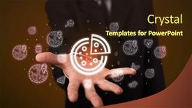  Presentation with related - PPT theme with hand-holding-food-related-icons background and a wine colored foreground