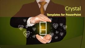  Presentation with related - Presentation enhanced with hand-holding-food-related-icons background and a tawny brown colored foreground