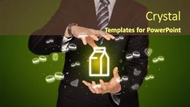  Presentation with related - Slide set enhanced with hand-holding-food-related-icons background and a tawny brown colored foreground