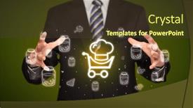  Presentation with related - PPT theme featuring hand-holding-food-related-icons background and a tawny brown colored foreground