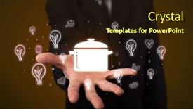  Presentation with related - PPT theme with hand-holding-food-related-icons background and a wine colored foreground