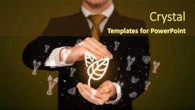  Presentation with related - Presentation theme having hand-holding-food-related-icons background and a tawny brown colored foreground